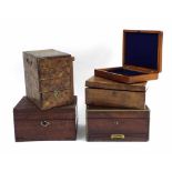 19th century rosewood and brass bound vanity box, 12" wide; together with a further dressing box,