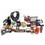 Collection of assorted costume jewellery, including various novelty design brooches; also a Biba