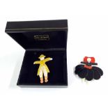 Lea Stein, Paris - two novelty figural brooches, both signed, each 2.5" (2)