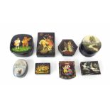 Eight hand painted and laquered Russian boxes (8)