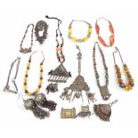 Bedouin Jewellery - collection of white metal items to include seven neclaces, tassled plaques