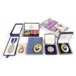 Masonic interest - medals various, with related books including a copy of 'Constitutions of the