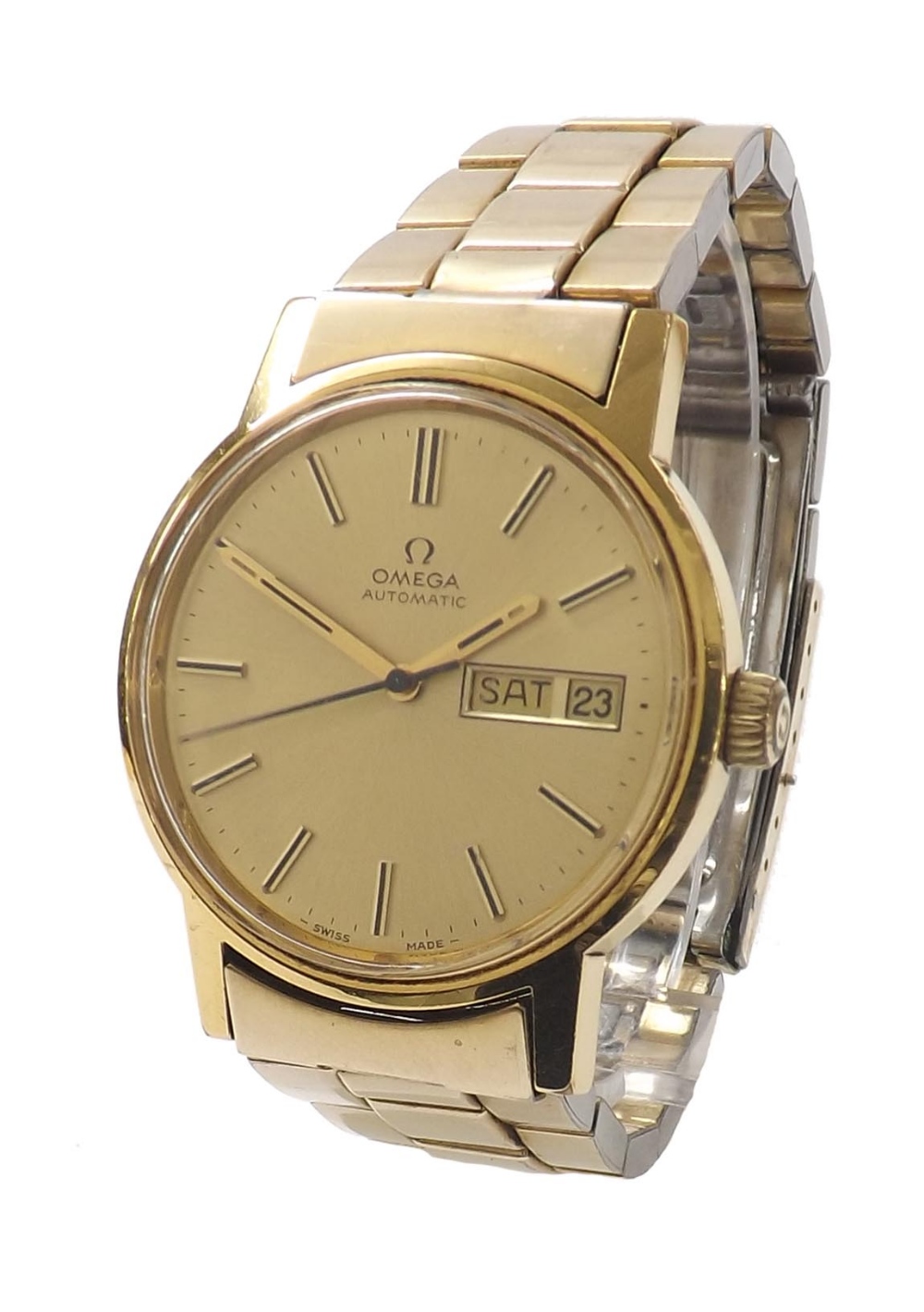 Omega automatic gold plated and stainless steel gentleman's bracelet watch, ref. 166 0117, circa