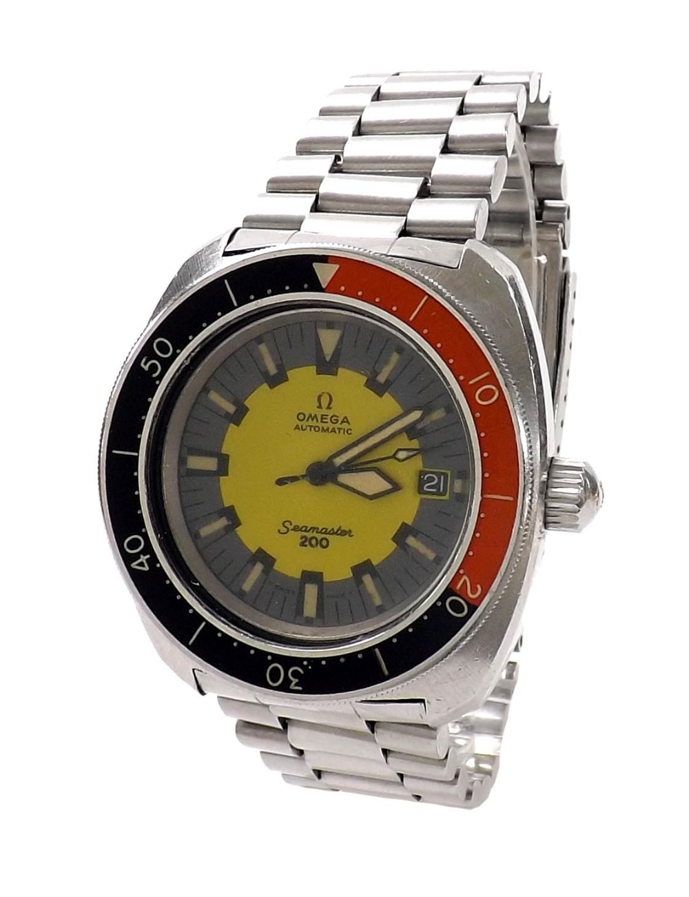 Rare Omega Seamaster 200 'Banana' automatic chronograph stainless steel gentleman's bracelet