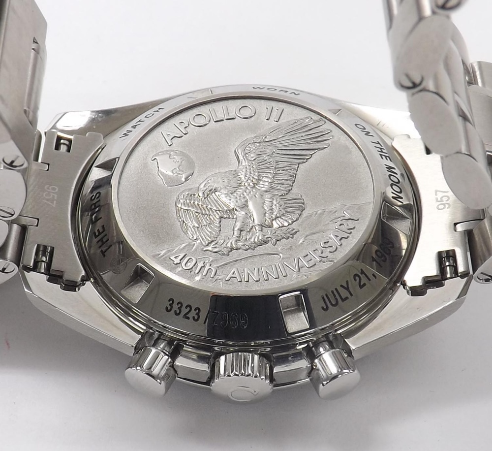 Omega Speedmaster 'Apollo 11 40th Anniversary Moon Landing' chronograph stainless steel gentleman' - Image 4 of 4