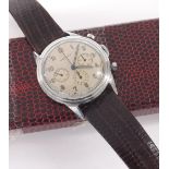 Movado chronograph stainless steel gentleman's wristwatch, ref. 19038, circa 1950s, signed