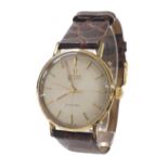 Omega Seamaster 14k gold filled automatic gentleman's wristwatch, silvered dial with baton