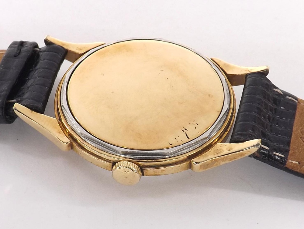 Longines 10k gold filled gentleman's wristwatch, circa 1950, silvered dial with gilt Arabic numerals - Image 2 of 4