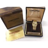 Longines gold plated and stainless steel lady's bracelet watch, champagne dial with quarter