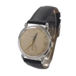 Omega automatic 'bumper' stainless steel gentleman's wristwatch, ref. 2402-8, circa 1954, silvered