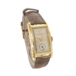 Patek Philippe 18ct rectangular gentleman's wristwatch, case no. 616xxx, the silvered dial with