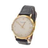 IWC 18ct gentleman's wristwatch, circa 1950s, silvered dial with Arabic quarter numerals, baton