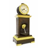 Good French bronze and ormolu two train waterfall mantel clock, the Pons movement no. 3821 with silk