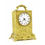 French ornate carriage clock with alarm and striking on a bell, the 2" white dial and movement