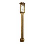 Contemporary mahogany stick barometer, the silvered scale signed Comitti, Holbon, over a flat