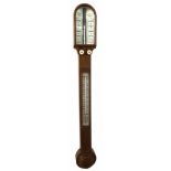 English light oak stick barometer/thermometer signed Carpenter & Westley, 24 Regent St, London,