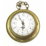 Electric wall clock, the 4.5" white floral painted dial signed Paul Garnier, within a circular brass