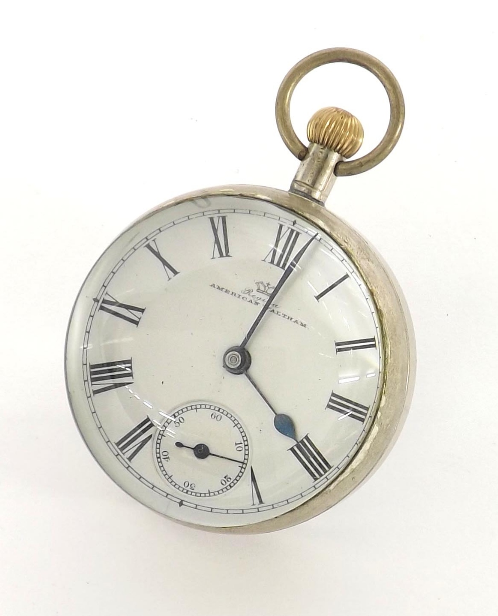 Waltham desk ball clock watch, the movement signed American Waltham, U.S.A. Traveler, no.