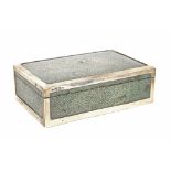 Edwardian silver mounted shagreen box, maker Samuel Jacob, London 1908, 6" wide