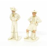 Two Royal Worcester porcelain figures modelled by James Hadley comprising The Yankee in white