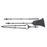 Set of three 18th century steel fire irons comprising a pair of tongs, poker and shovel with