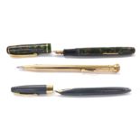 Wahl Eversharp gold filled pen; together with a Sheaffer fountain pen with a 14k nib; also a Burnham