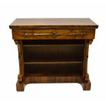 Good William IV rosewood console table, the highly figured top over a long single drawer with