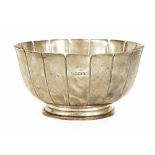 Silver circular fluted footed bowl, maker Cooper Brothers & Sons, Sheffield 1976, 6.5" diameter,