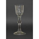 18th century wineglass, the ogee bowl upon a clear double knop stem and domed circular foot, 5.75"
