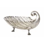 18th century silver shell design sauce boat on three pad feet, maker Ker & Dempster, Edinburgh (date