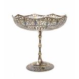 Edwardian silver pierced comport, with a turned column and circular pierced base, maker Mappin &