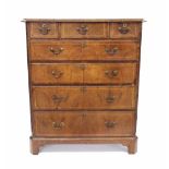 18th century walnut chest of drawers (the top of a chest on chest), crossbanded and inlaid with