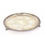Victorian salver circular salver, with engraved decoration and a cast pierced border, maker W W