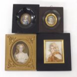 English School (19th century) - Portrait miniature of a lady, head and shoulders, wearing a cream