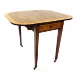 George III satinwood crossbanded Pembroke table, the satinwood crossbanded top with oval drop