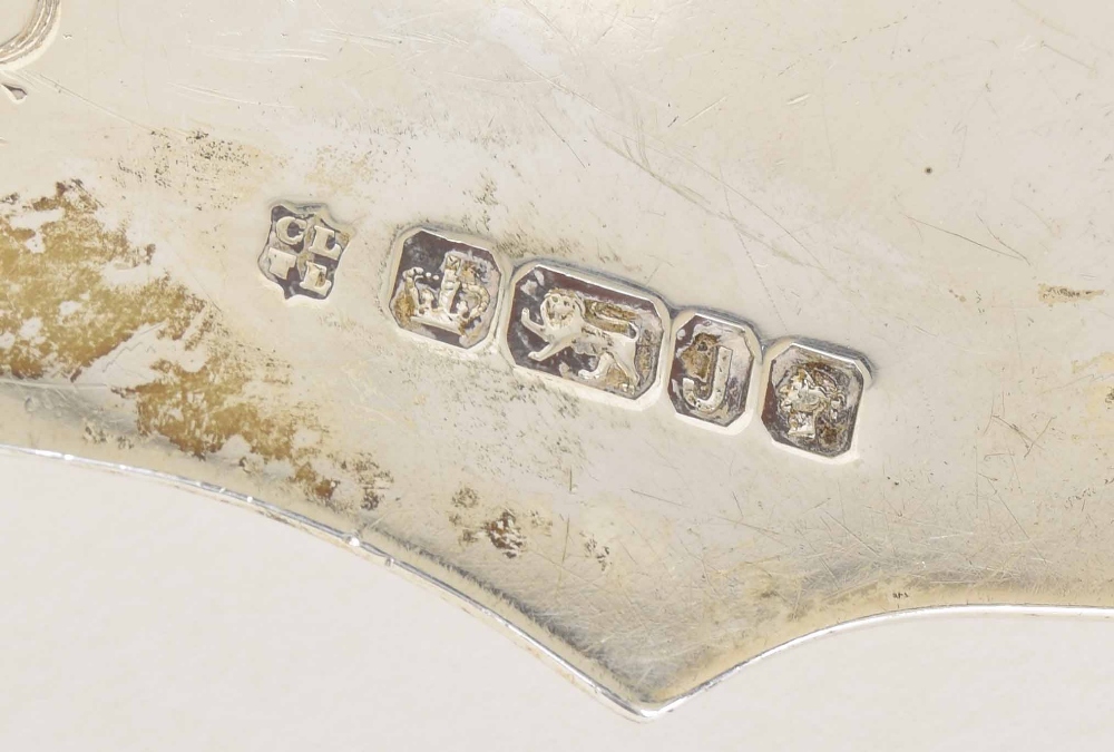 Victorian silver engraved cake slice with ivory handle, maker Levesley Brothers, Sheffield 1876, 13" - Image 2 of 2