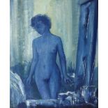 Terence Michael Ffyffe (b.1957) - 'The Model', blue nude, signed and inscribed verso, also dated '