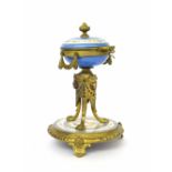 Attractive 19th century French porcelain and gilt metal pocket watch stand in the manner of