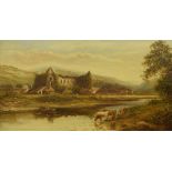 Henry Harris (1850-1926) - 'Tintern abbey on The River Wye', signed, also inscribed verso, oil on