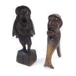 Two Continental novelty treen lever figural nutcrackers of gentleman, the standing example 9.5" high