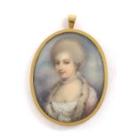 English School (19th/20th century) - Portrait miniature of a lady, head and shoulders, wearing white