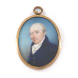 English School (19th century) - Portrait miniature of a gentleman, head and shoulders, wearing a