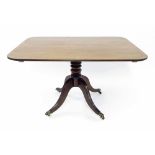 Georgian mahogany tilt-top breakfast table, the crossbanded top inlaid with boxwood lines and