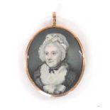 English School (19th century) - Portrait miniature of an elderly lady, head and shoulders, wearing a