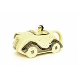 Sadler 1930s racing car teapot, with silver lustre highlights, 8.5" long