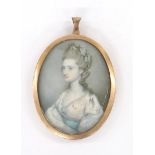 Attributed to John Taylor (1739-1838) - Portrait miniature of 'Mrs Mathews of Belmont,