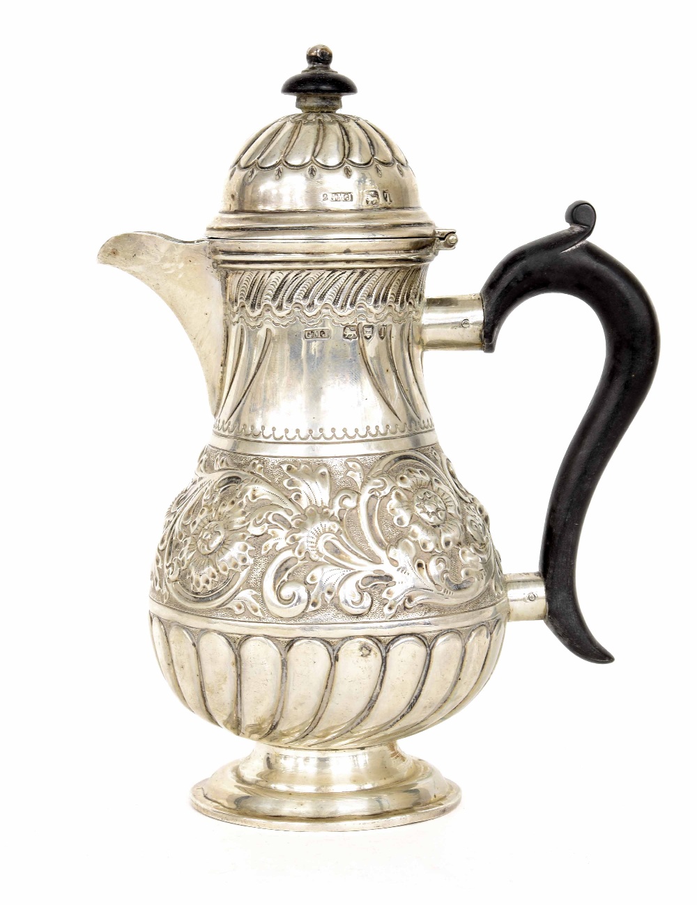 Late Victorian small silver coffee pot, maker Josiah Williams & Co, London 1894, 7" high, 9oz t