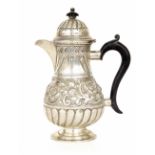 Late Victorian small silver coffee pot, maker Josiah Williams & Co, London 1894, 7" high, 9oz t