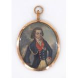 English School (19th/20th century) - Portrait miniature of a gentleman wearing a blue coat decorated