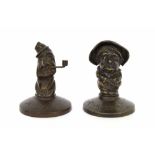 Pair of May & Padmore cast bronze figures entitled 'Mr and Mrs Maymore', dated Xmas 1923 and 1925,